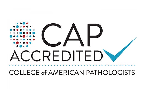 logo that reads "CAP Accredited College of American Pathologists"